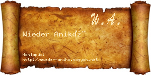Wieder Anikó névjegykártya